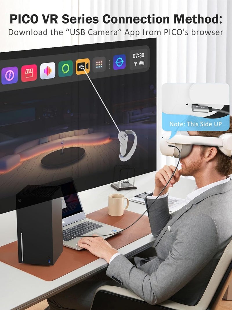 ZNZB بطاقة التقاط الفيديو مع PD 100W لـ Meta Quest 2/3/3s، محول HDMI إلى USB C/USB A 1080P@60FPS للبث المباشر وتسجيل الفيديو والصوت للألعاب، بطاقة التقاط HDMI للكمبيوتر، سويتش، PS4/5، Xbox، كاميرا، OBS، VR - Image 5